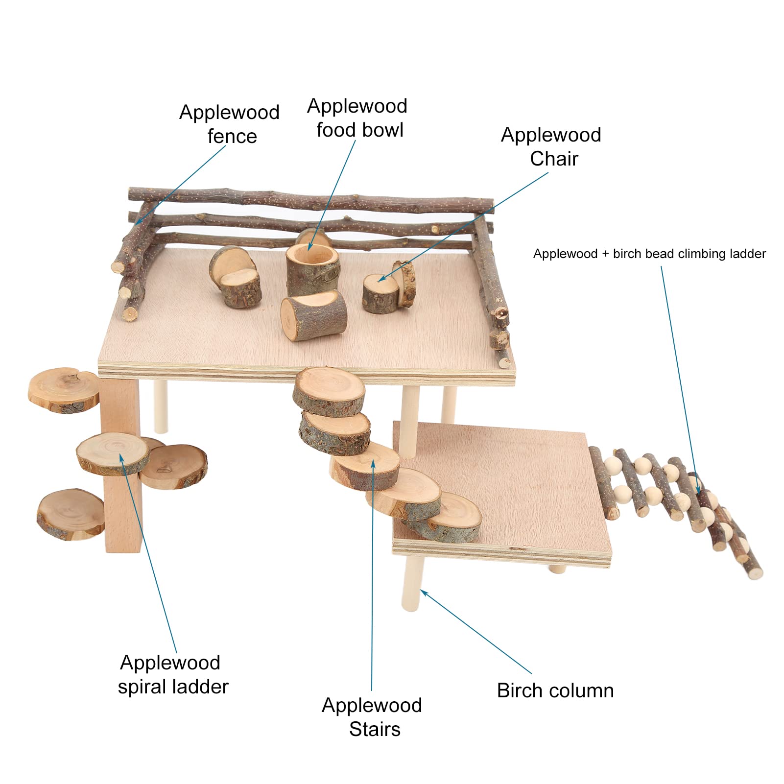 Juguetes de escalada de hámster de madera, juego de actividades para hámster, plataforma de escalada versátil para mascotas pequeñas, ideal para mejorar la actividad y el tiempo de juego