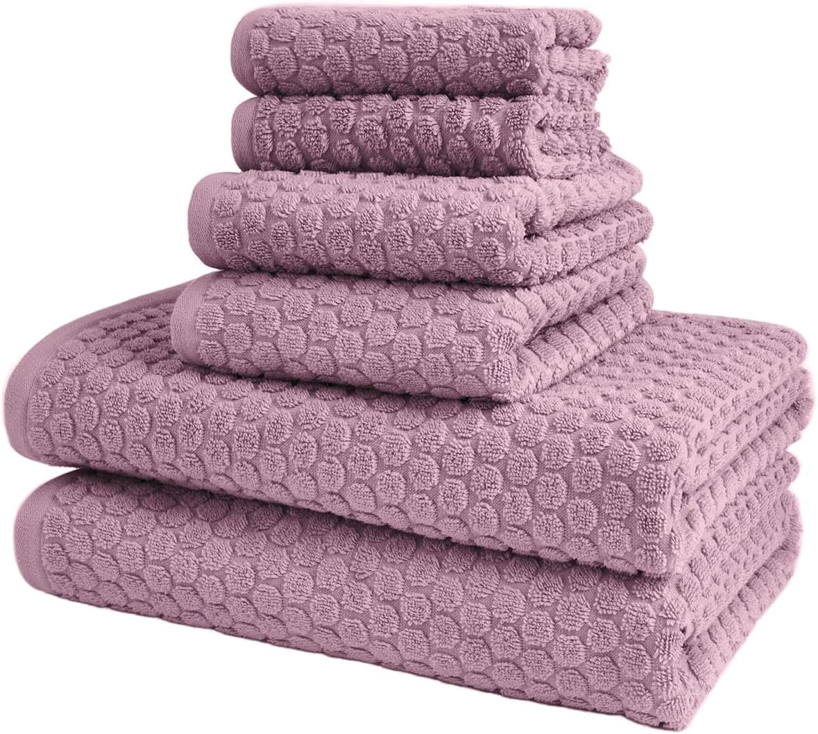 6-Piece Dot Bath Towel Set, Soft 100% Cotton Towels for Bathroom, Includes 2 Bath Towels, 2 Hand Towels, and 2 Washcloths