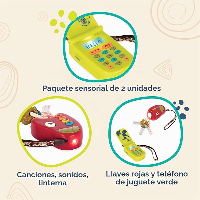 Foto 2 de 7 de B. toys FunKeys y Hellophone, Llaves y teléfono de Juguete sensorial