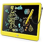 KOKODI LCD Writing Tablet, 12 Inch Colorful Toddler Doodle Board Drawing Tablet, Erasable Reusable Electronic Drawing Pads, Educational and Learning Toy for 3-6 Years Old Boy and Girls(Yellow)