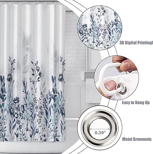 Miniatura 5 de Cortina de ducha floral para baño, cortina de ducha de flores de acuarela con 12 ganchos, decoración de baño para el hogar, bañeras, fácil cuidado,