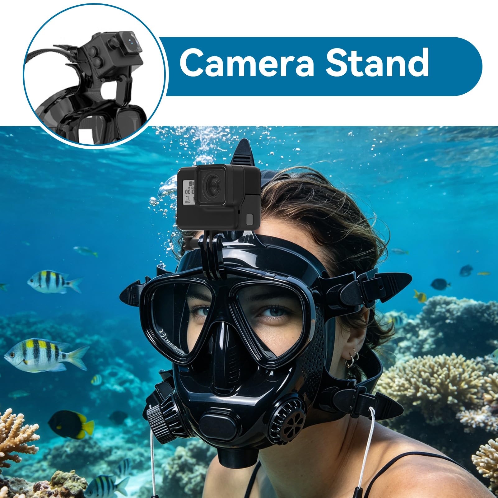 Maschera da sub integrale, maschera da snorkeling integrale in silicone Maschera subacquea antiappannamento a prova di perdite Occhiali da sub con vista panoramica a 180° con