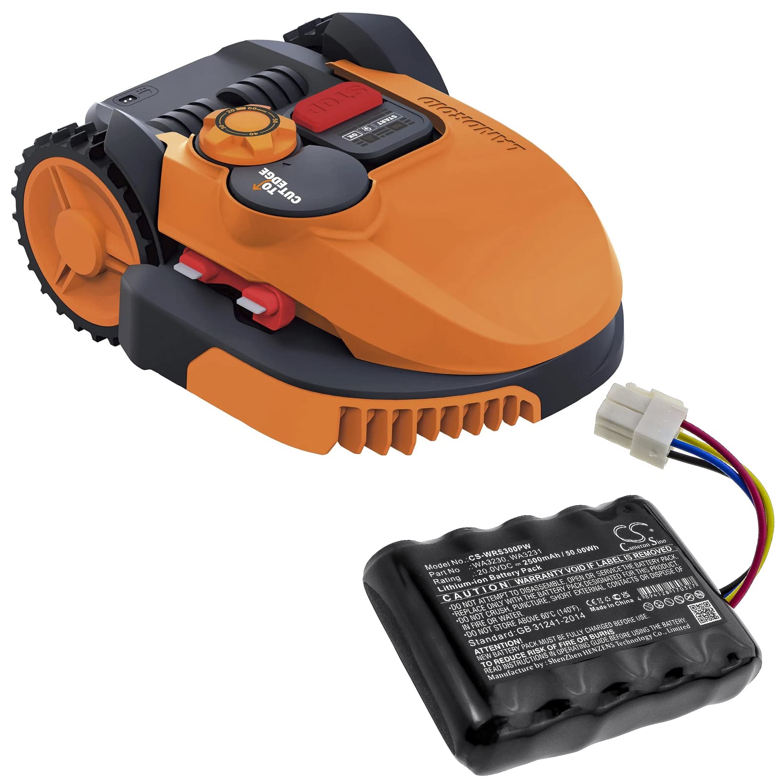 Batterie De Remplacement 20V 2000mAh Pour Tondeuse Robot WORX Landroid L1000/L1500 Etc. | Compatible Réf. RW9351.1, WA3014...