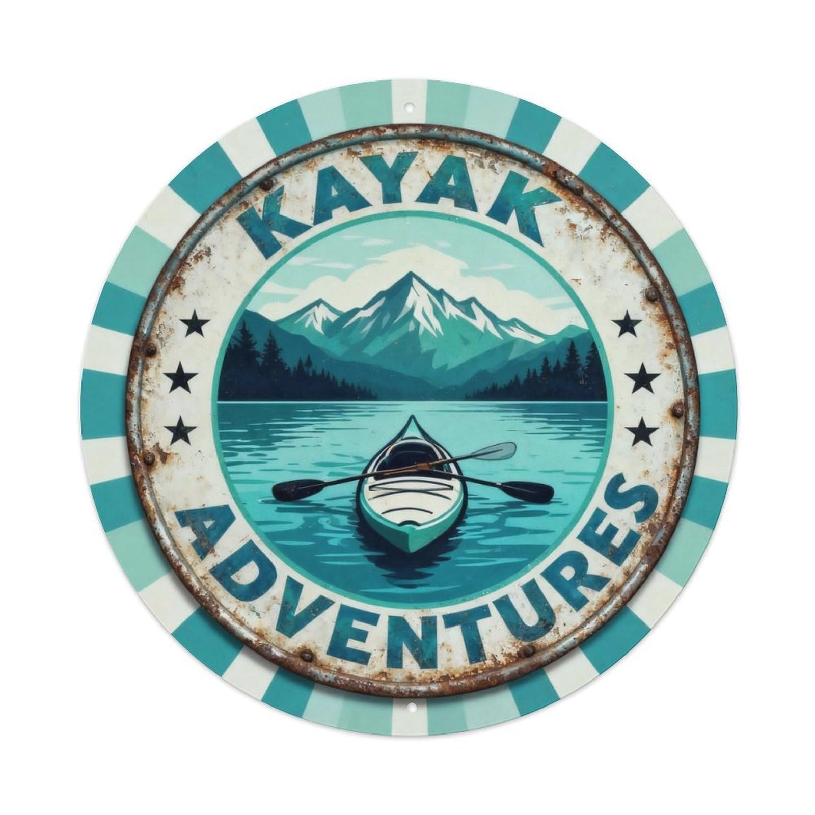 Vintage Kayak Adventures Metal Tin Sign Plaque