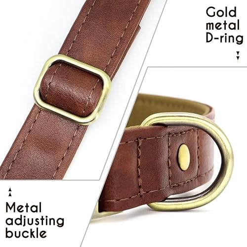 Miniatura 5 de Beirui Collar de perro acolchado de cuero suave y transpirable, collar de perro de cuero resistente con hebilla duradera de liberación rápida,