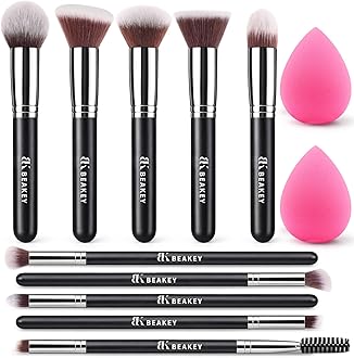 Makeup Brushes Set, Professional Foundation Eyeshadow Concealer Blush Powder Bronzer Applicator, 2 Blender Sponge with Beauty Paper Case