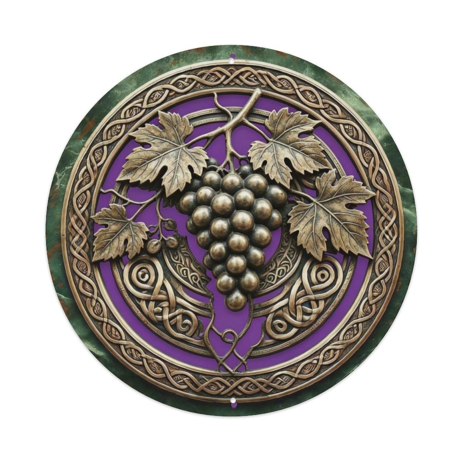 Wine Grapes with Vine Leaves Metal Tin Sign Plaque