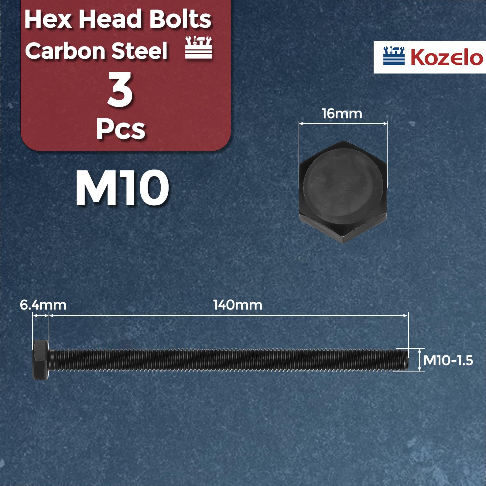 Kozelo 3 Pcs Hex Head Screws Bolts - Image 2