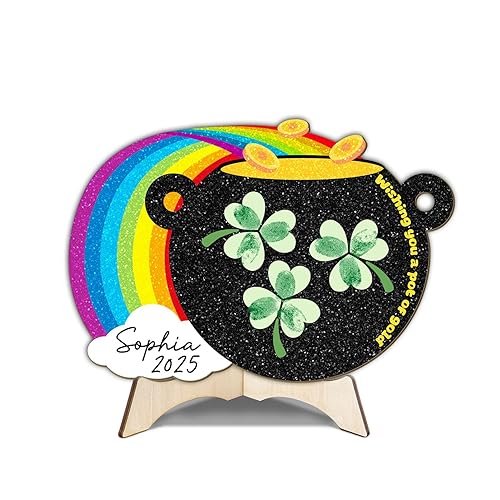 Personalized St. Patrick's Day Fingerprint Art Sign Craft for Kids,