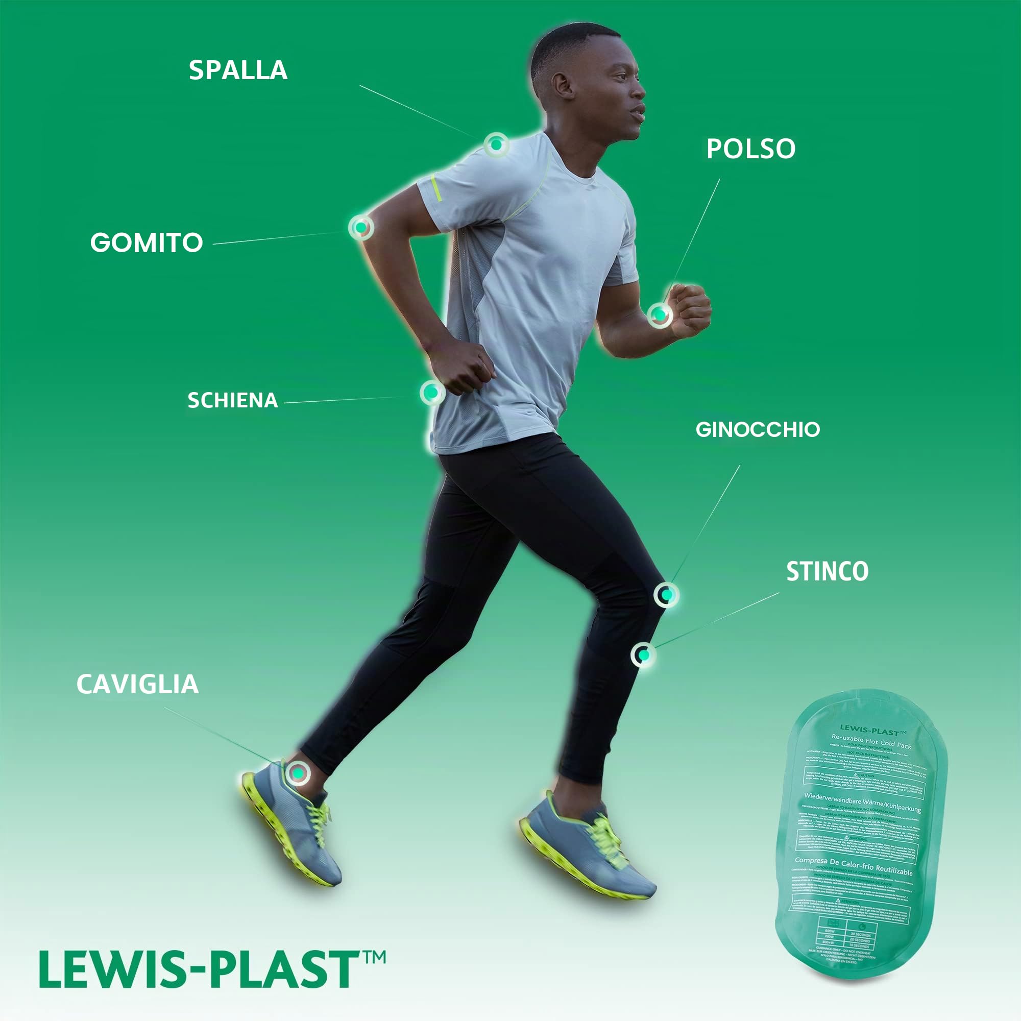 Lewis-Plast - Gel Riutilizzabile per Terapie Caldo/Freddo con Custodia Protettiva - Ideale per Dolore a Ginocchia, Schiena, Caviglia e Collo, Emicranie, Mal di Denti, Contusioni ed Altre Lesioni