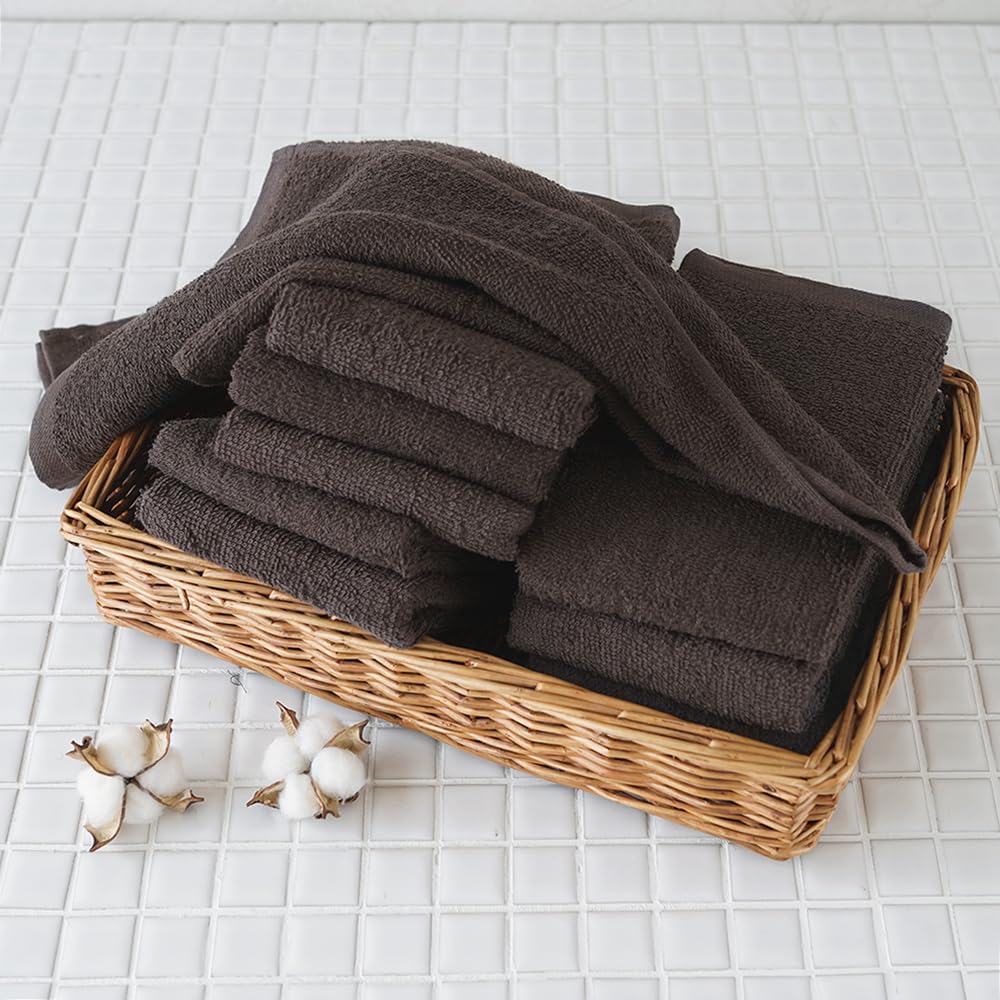 Amazon | GamachaTowel フェイスタオル同色20枚セット (ブラウン) 約34