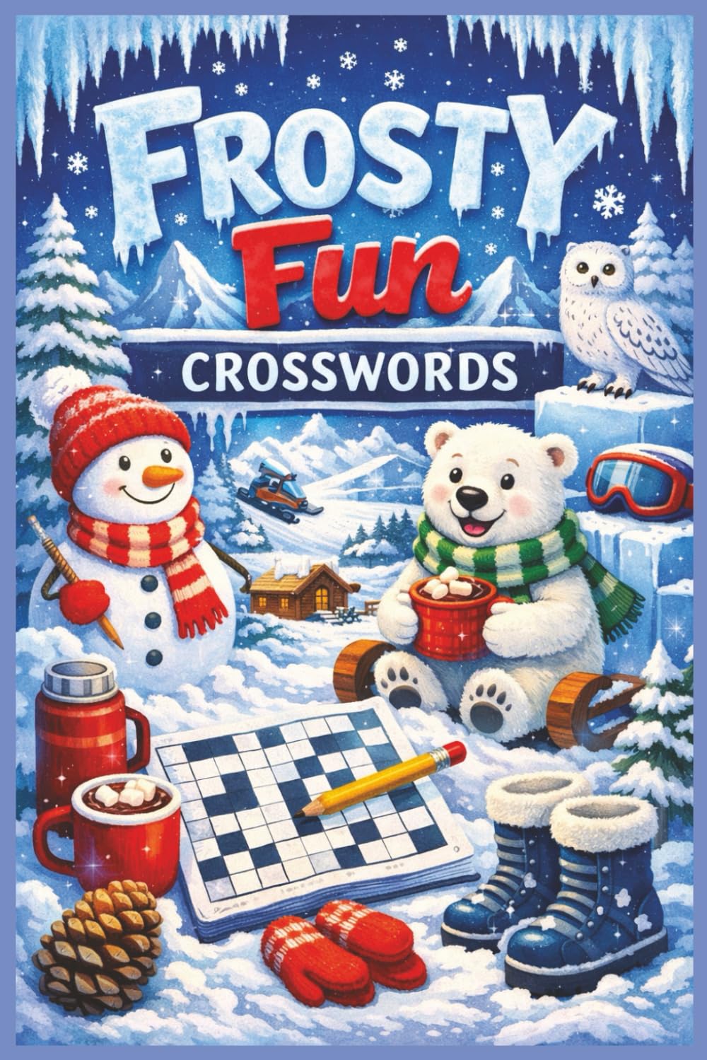 Frosty Fun Crosswords: A Winter Wonderland of Snowy Puzzle Adventures: 600 Chilly Clues Across 60 Puzzles Featuring Icy Words, Snowy Scenes, and Wintertime Whimsy