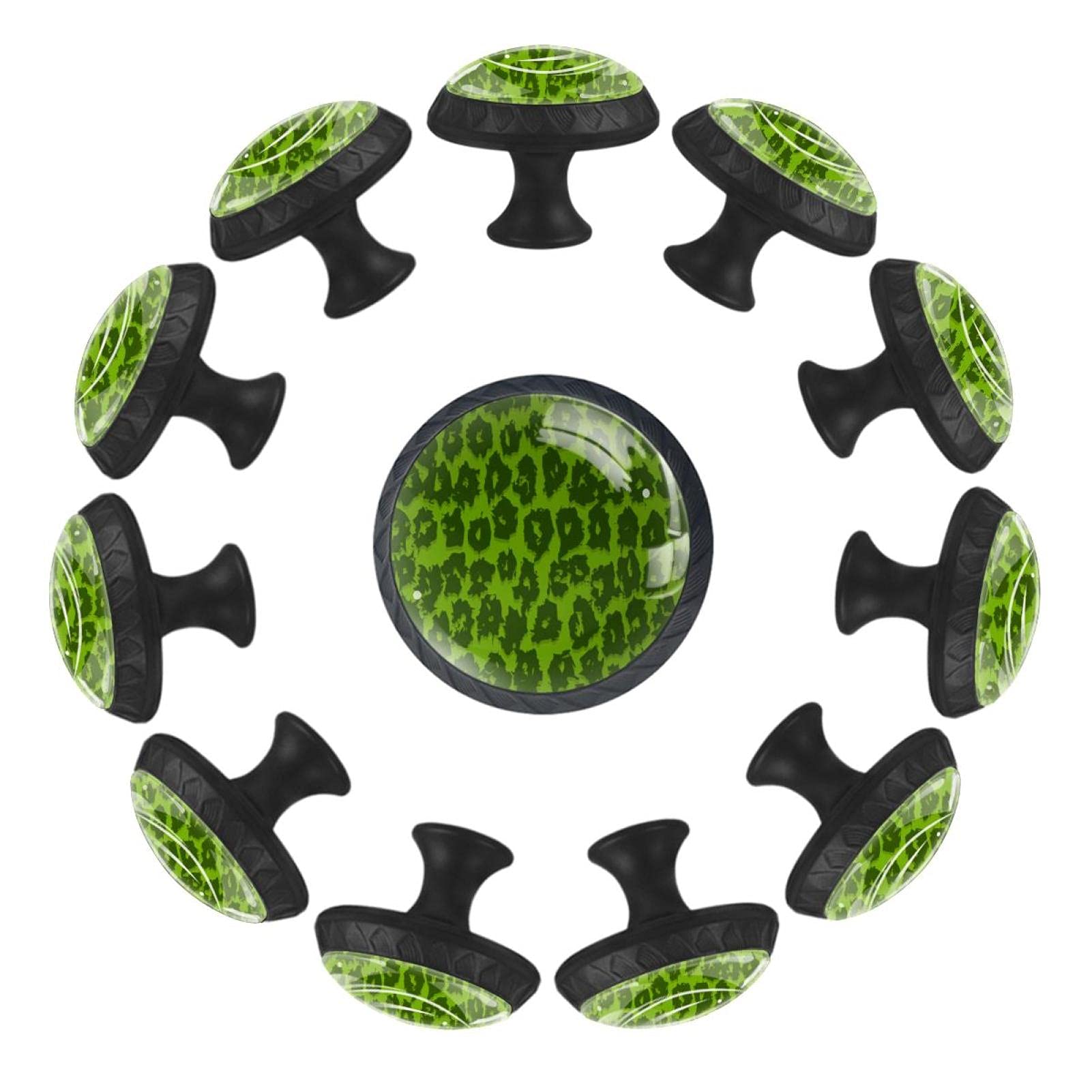 Boutons de tiroir graphiques léopard vert 35 mm pour sublimer le mobilier de chambre raffiné
