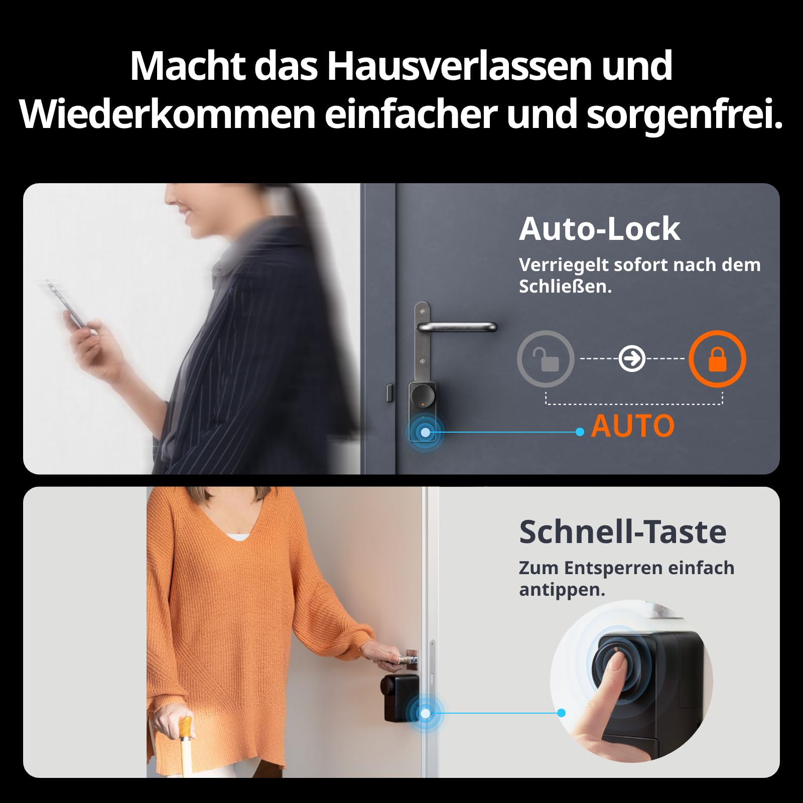 SwitchBot WLAN Smart Lock Pro mit Touchscreen-Tastatur, Türriegelschlösser, Smartes Türschloss, Elektronisches Türschloss, Türöffner per App, Fingerprint, Code, Alexa, Google, unterstützt Matter