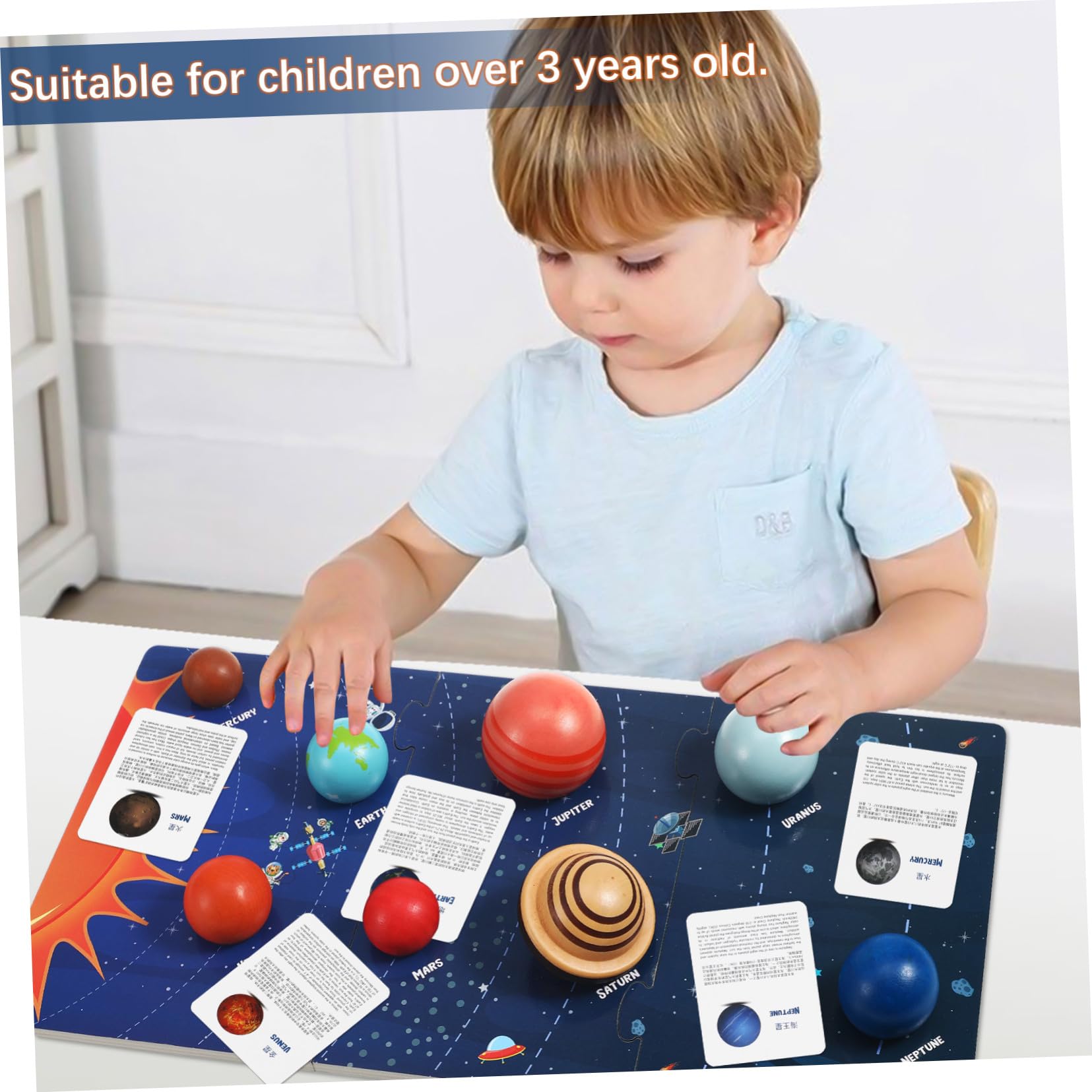 Rompecabezas Educativo y Seguro del Sistema Solar de Madera para Niños Modelo Planetario Adecuado para Aprendizaje y Juego en Casa
