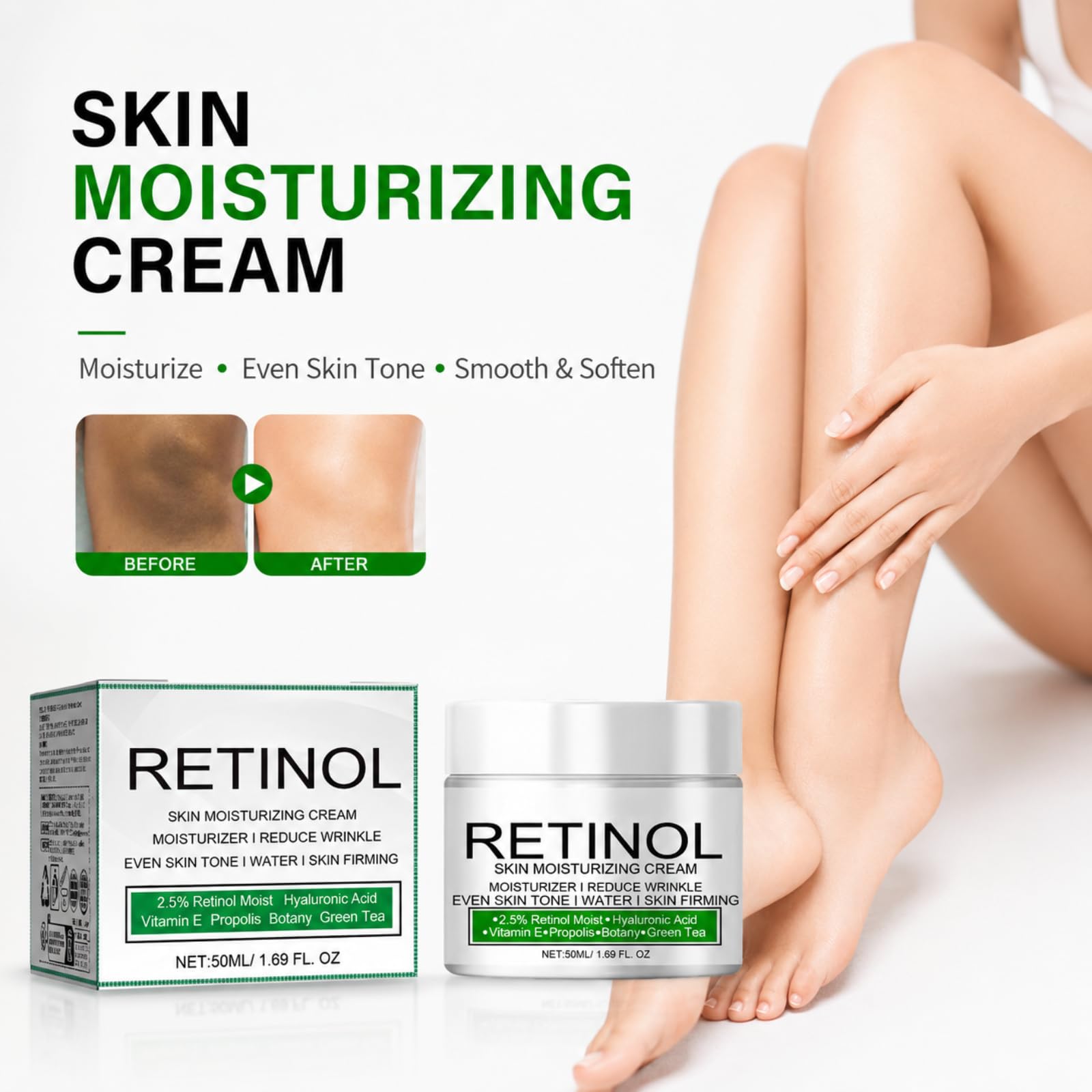 Brightening Retinol Cream Nourishes, Fades Dark Spots for Body Joints | Retinol Multi-Purpose Moisturizer for Body Dark Spots, Nourishes Repairs & Brightens Knees, Armpits and Intimate Areas