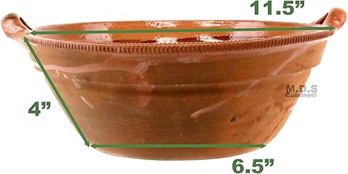 Miniatura 5 de Cazuela De Barro 11.5" Arcilla Mexicana Tradicional Cazuela Decorativa Artesana Artezenia