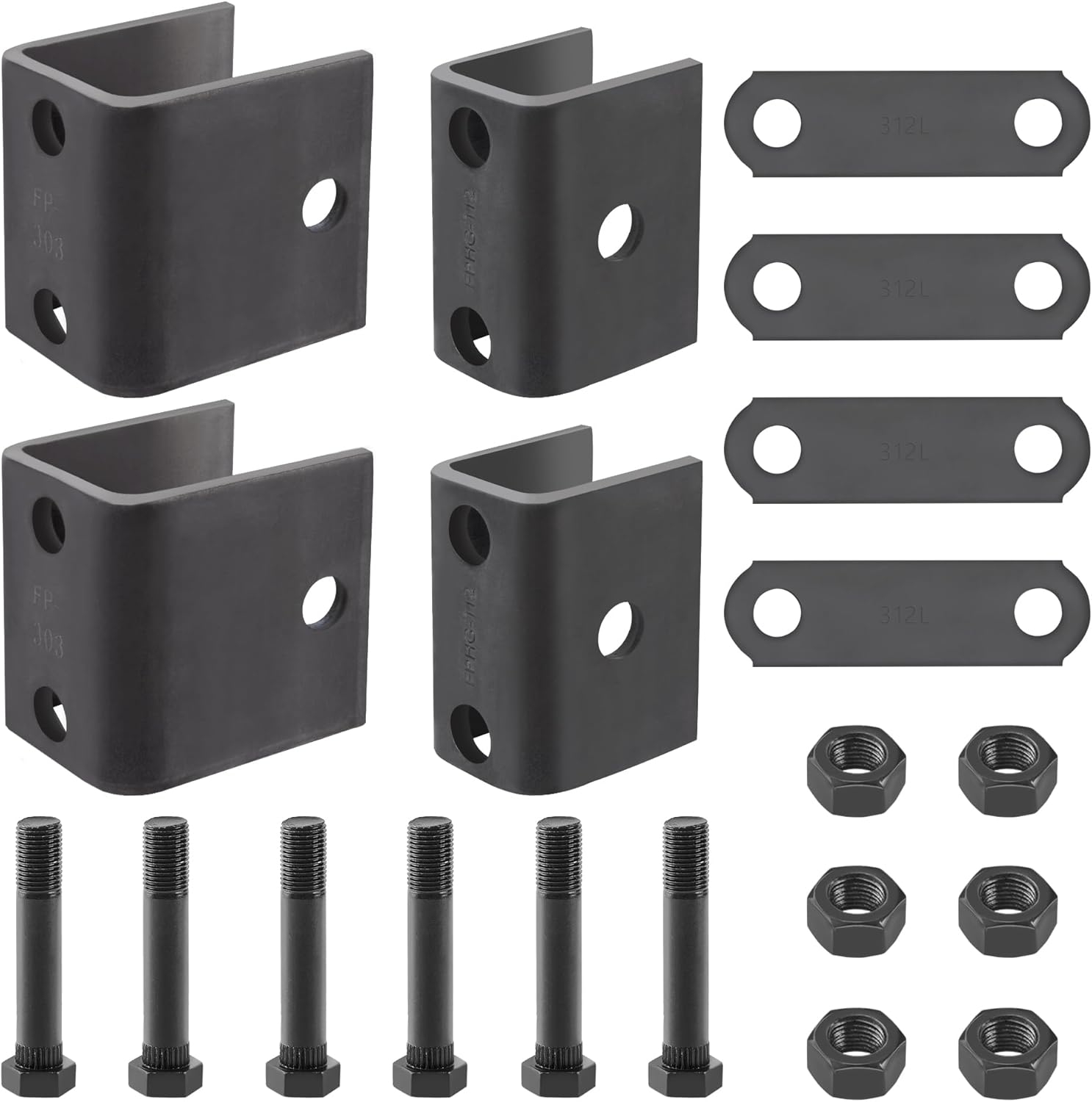 Lonffery Trailer Leaf Spring Hanger Kit for 1-3/4" Double Eye Springs, Single Axle 2000–7000 lbs, Trailer Suspension & Shackle Hardware Kit