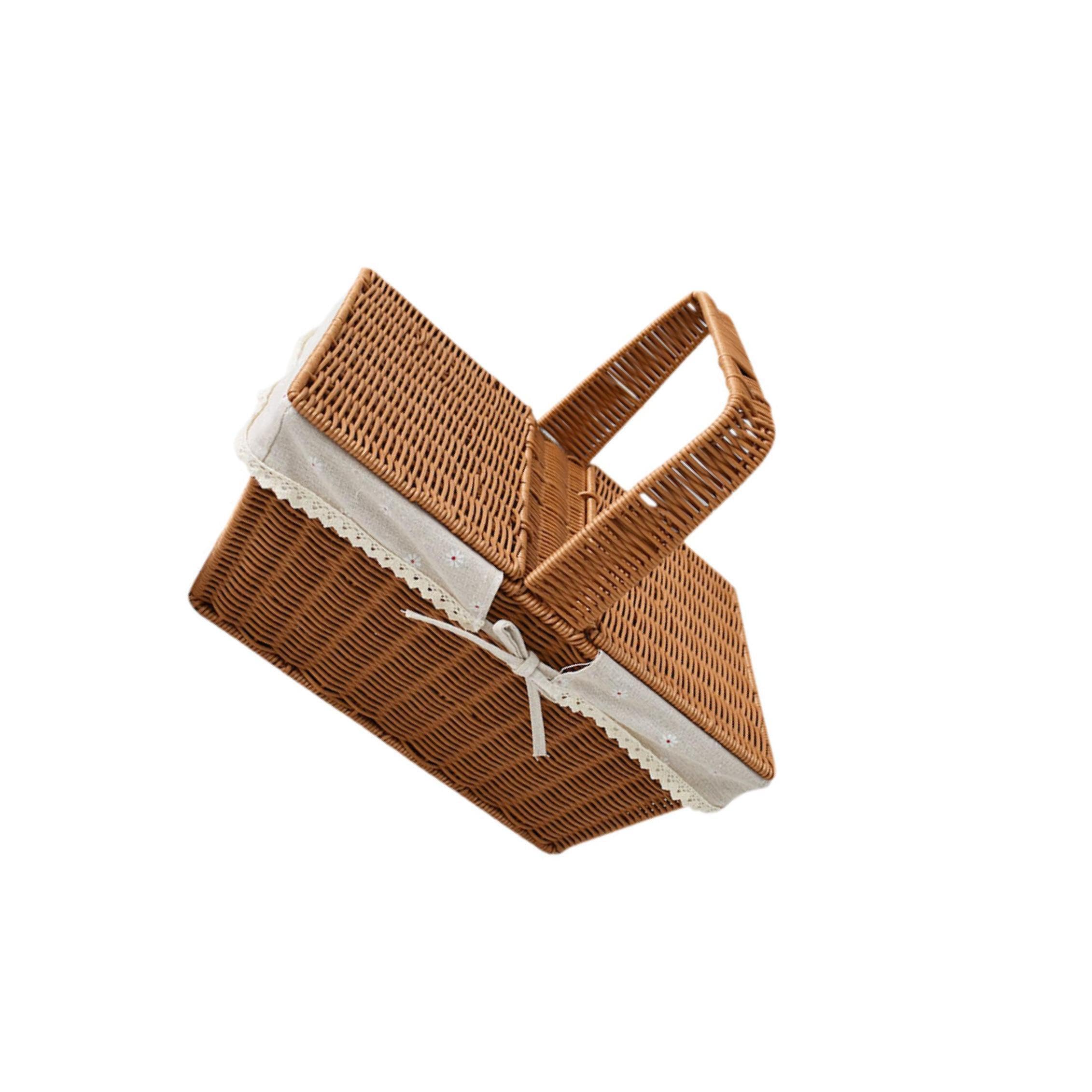 QIXCXAZ Versatile Storage Basket Elegant Picnic Hamper Outdoor Events Camping And Family Reunions Rustic Imitation Rattan Storage Basket Is For Variety Of, Style B