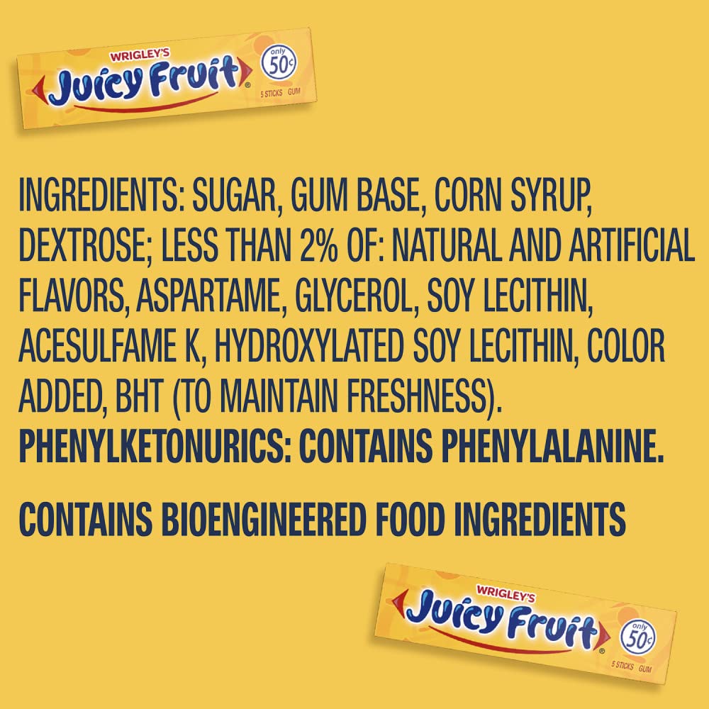 Juicy Fruit Gum WRIGLEY'S Chewing Gum Bulk Pack, 5 Stick (Pack of 80)