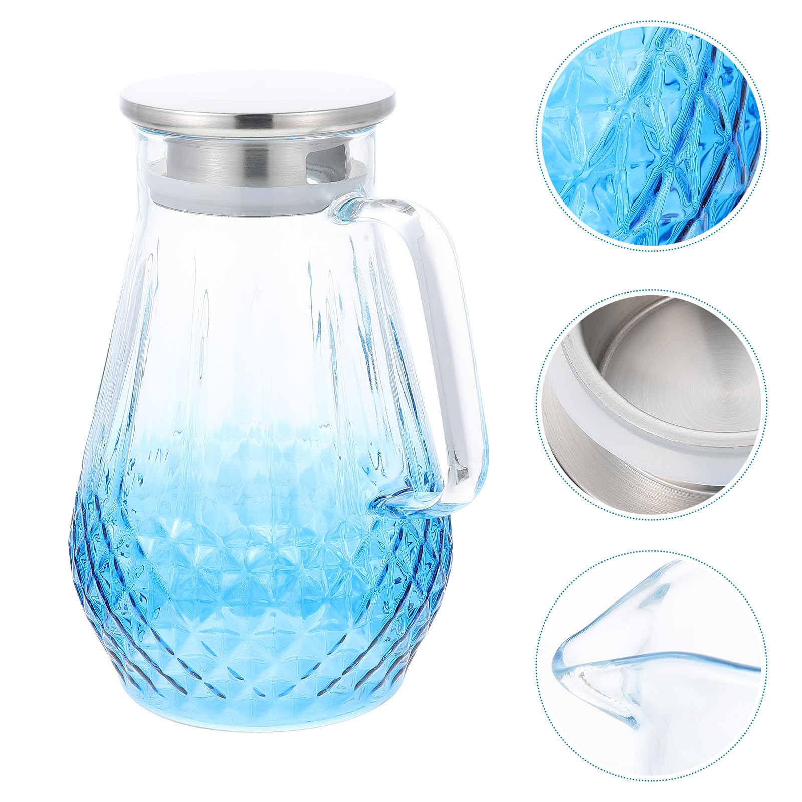 DOITOOL Jarra de Vidrio Resistente al Frío con Tapa Capacidad Grande para Agua Fría Jugos y Bebidas Caseras Vidrio Grueso y Duradero para Hogar y Oficina