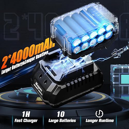 Miniatura 4 de Llave de impacto inalámbrica de 12 pulgada, pistola de impacto sin escobillas de alto par de 900 pies-libras (1200 N.m), 3800 RPM, batería de 2 x