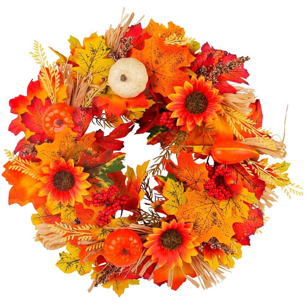 Couronne de feuilles d'érable pour porte d'entrée accueillante à Thanksgiving