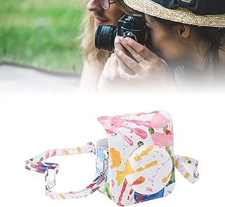 Estojo para Câmera Instantânea, Bolsa Protetora para Câmera Em Couro PU para Instax Mini 12, Alça de Ombro Ajustável Bolso para Câmera Compatível Com Instax Mini 12 (Aquarela Estampada Palmeira)