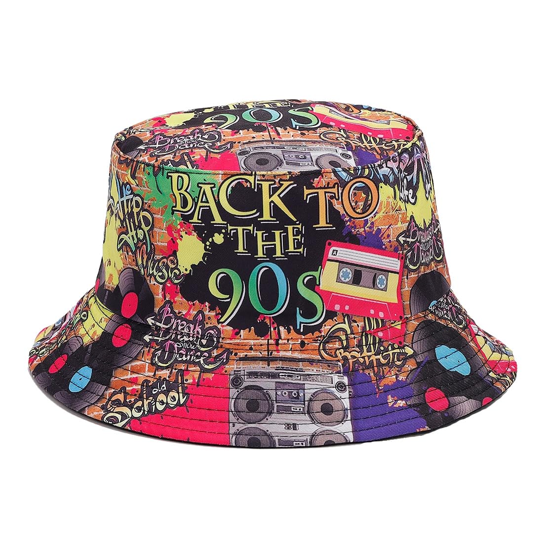 Back to 90S Bucket Hat for Women Men,Travel Sun Beach Cap,Unisex Fishing Outdoor Boonie