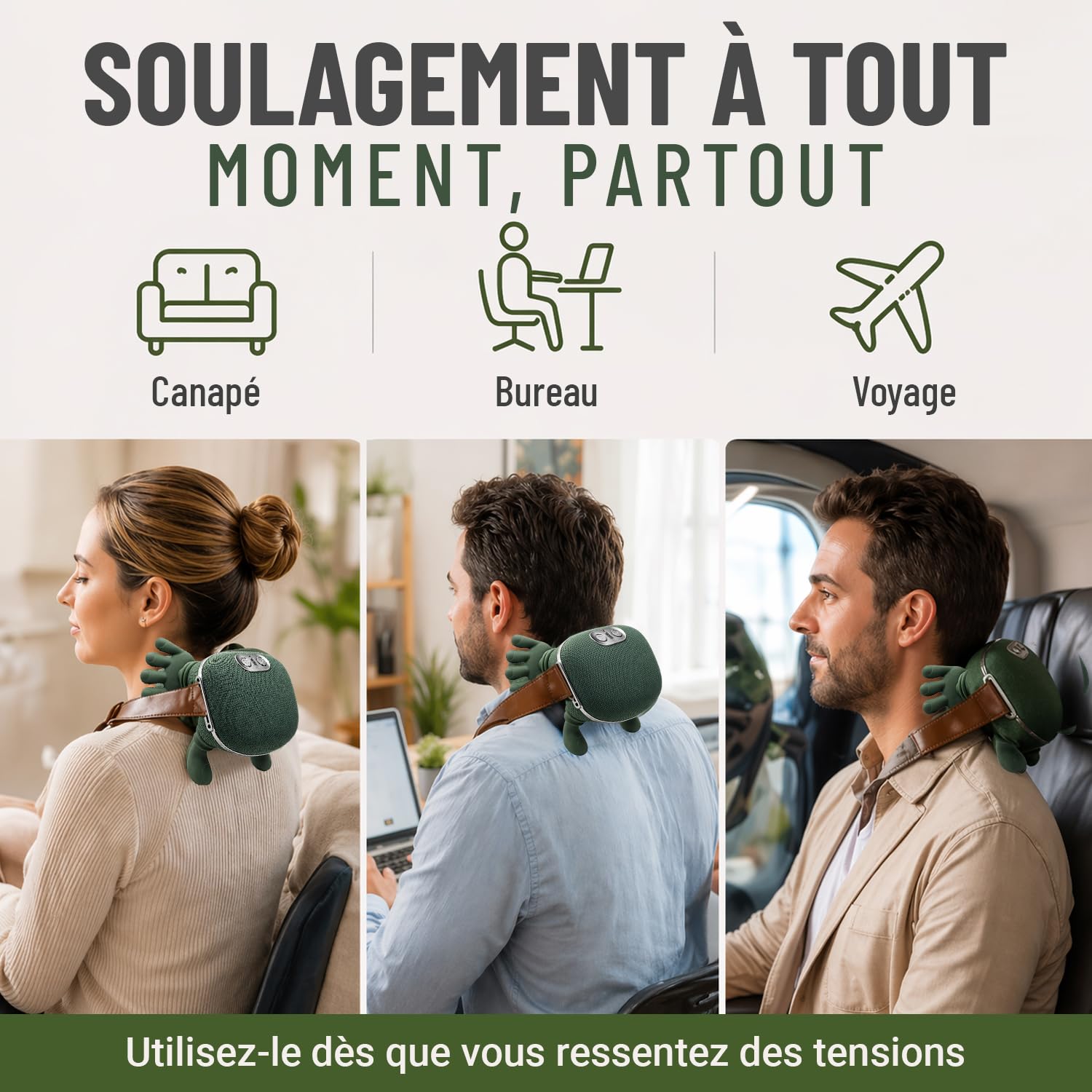 BeFit24 Appareil de Massage Cervical 4D avec Chaleur, Sans Fil, Masseur Cou Épaules Dos, Soulagement Immédiat des Douleurs et Tensions, Relaxation Profonde Anti-Stress, Idéal Bureau Maison Cadeau