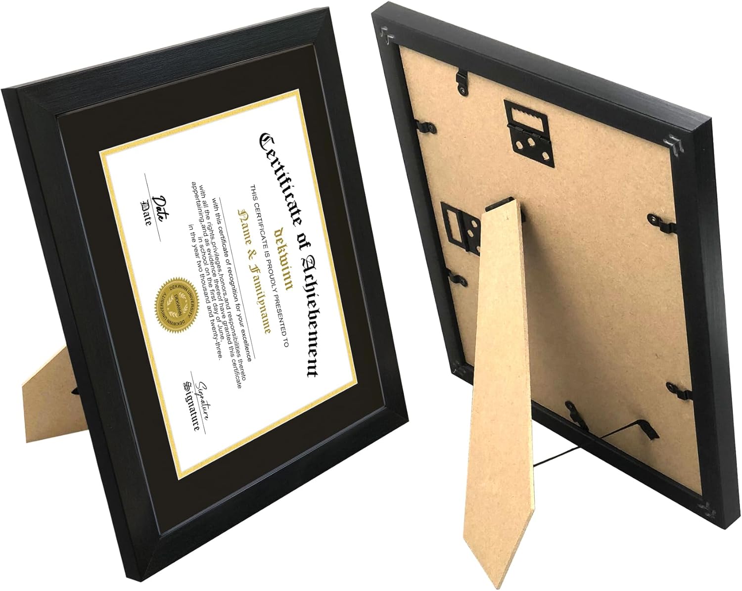 Diploma Frames 8.5x11 with Mat or 11x14 without Mat,Set of 3 Certificate Document Frame with Real Glass for Wall and Tabletop Display in Black(Black/Gold Double Mat)