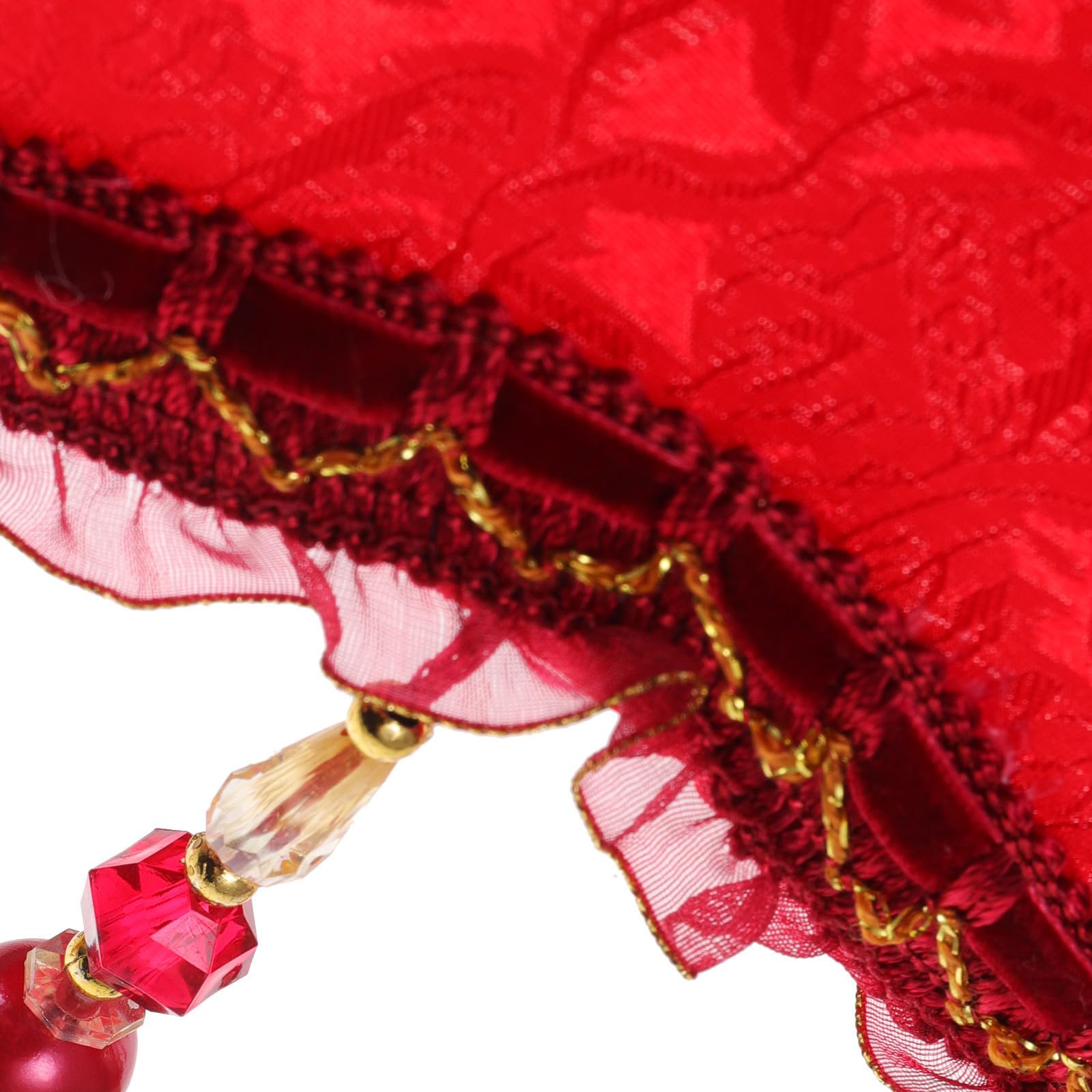 Roter Europäischer Vintage Lampenschirm mit Quasten für Schreibtischlampe