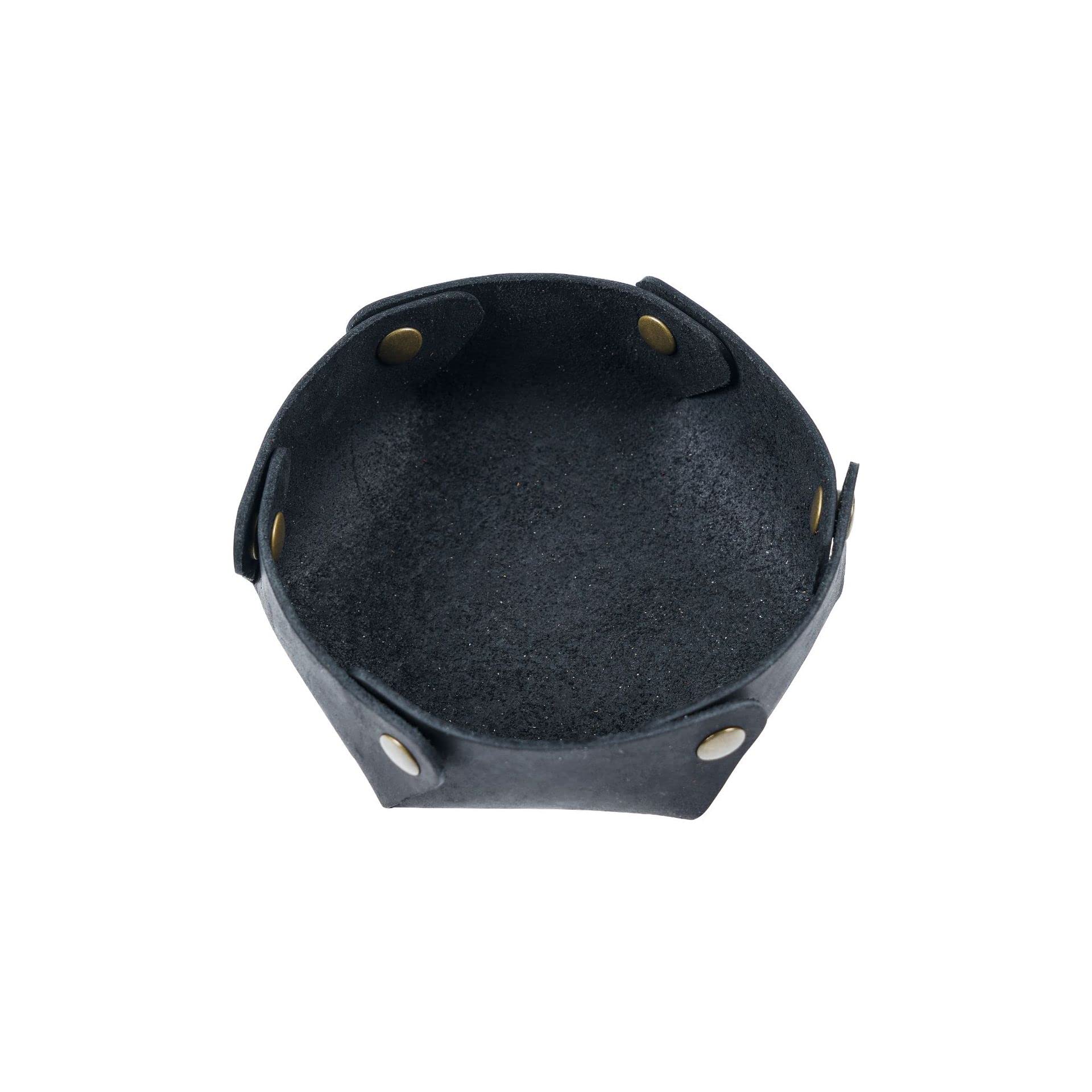 GenericHandmade Genuine Leather Valet Tray Desk Storage Box (Black)