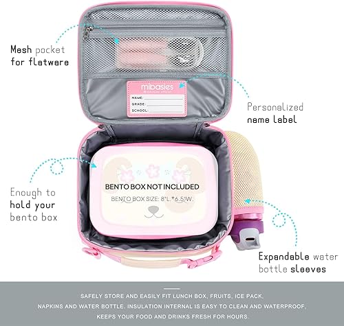 Miniatura 2 de mibasies Lonchera con aislamiento de cuero para niñas con soporte para botella de agua y correa para el hombro (perro)