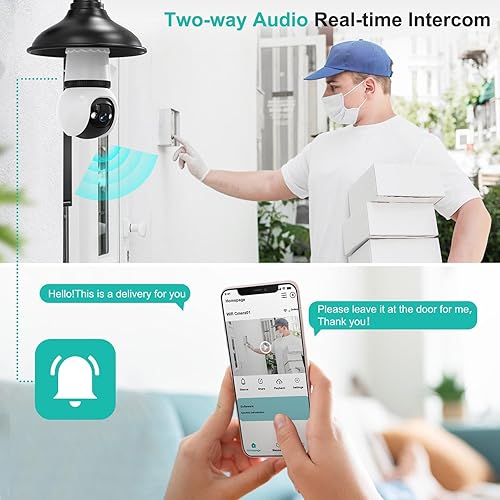 Miniatura 4 de Hawkray Cámara de seguridad inalámbrica WiFi para interiores y exteriores, WiFi de doble banda de 2.4 y 5 GHz, visión nocturna a todo color 2K,