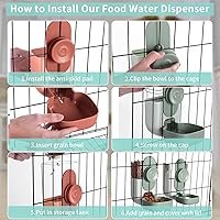 Vista 5 de Dispensador Automático Colgante de Alimentos y Agua, Juego de Alimentador de Gravedad para Conejos, Chinchillas, Conejitos de Indias, Erizos