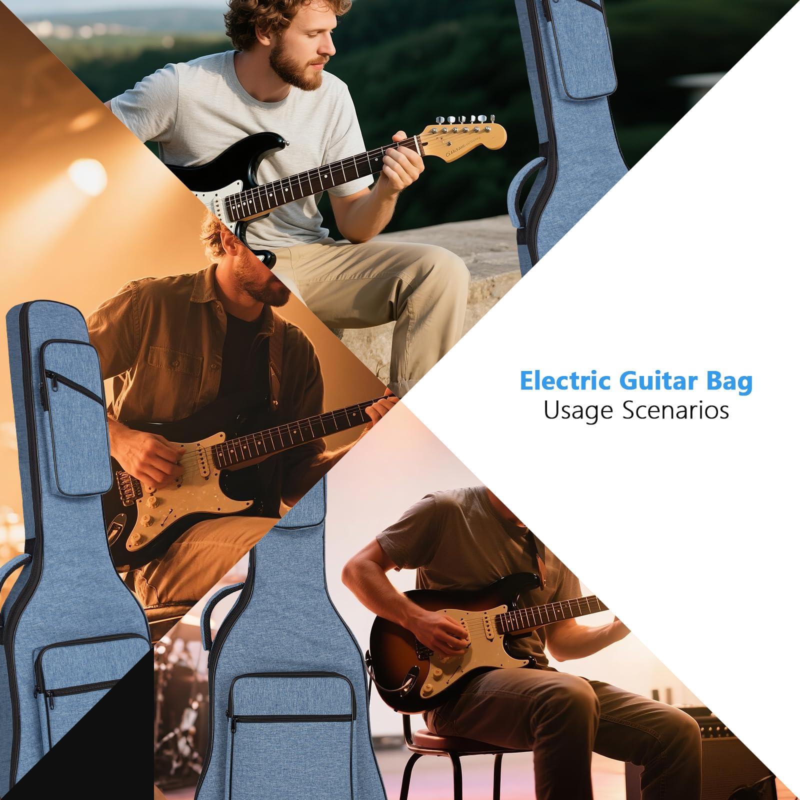 Weiche Tasche für E-Gitarre 99 Zoll mit Taschen und Dicker Polsterung