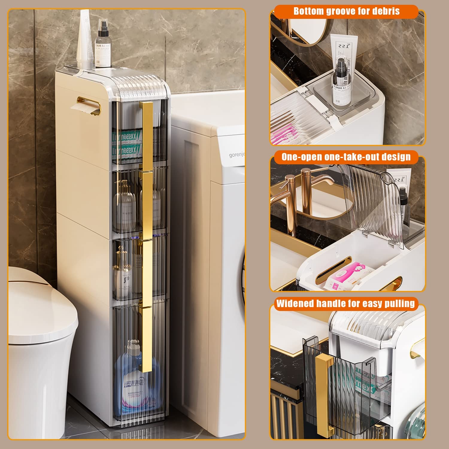 Cajones de almacenamiento apilables, gabinetes de baño impermeables, accesorios de almacenamiento, gabinete de Pie para baño, muebles para baño, dormitorio, cocina, pasil