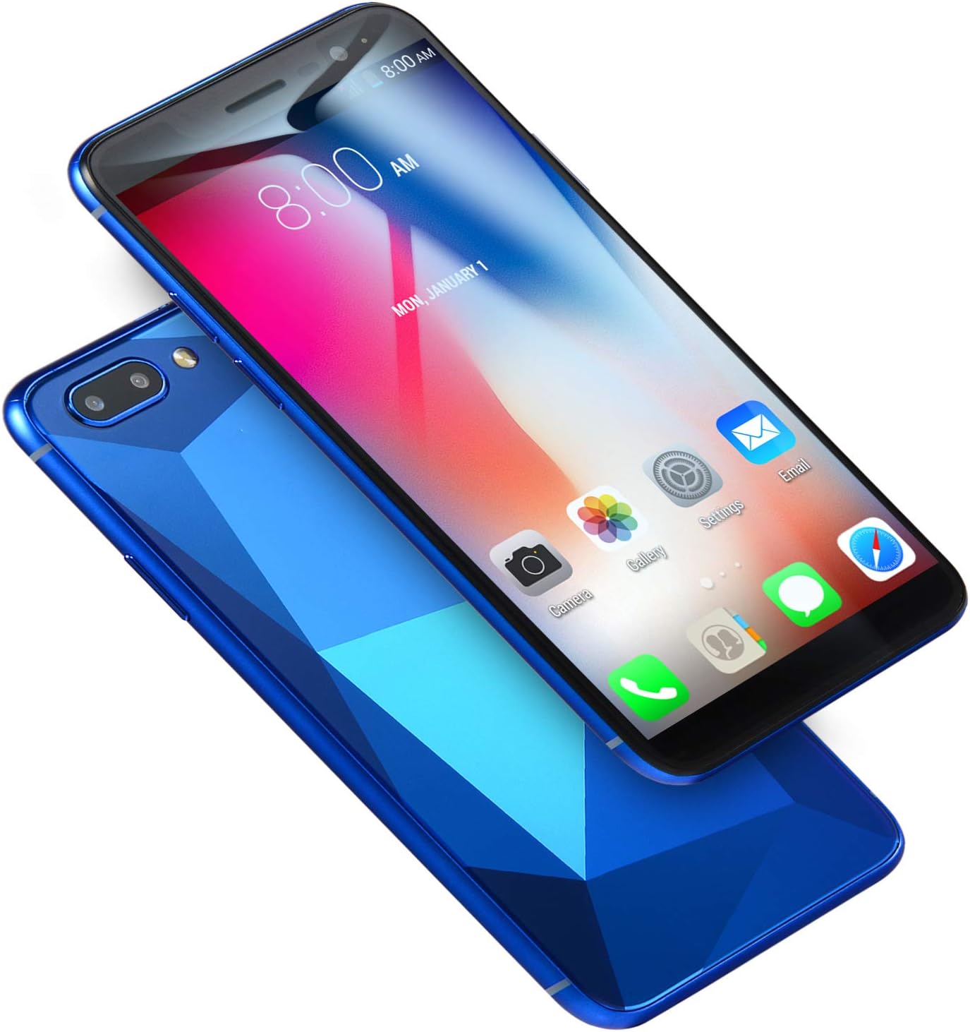 NeoMan SIM-Free Mobile Phones, Unlocked R17 Android GO 3G Smartphone with 5.0 Inch HD IPS Display, 1GB RAM+ 4GB ROM Quad-core, Dual SIM Dual Cameras Cell phones (R17-Blue#)