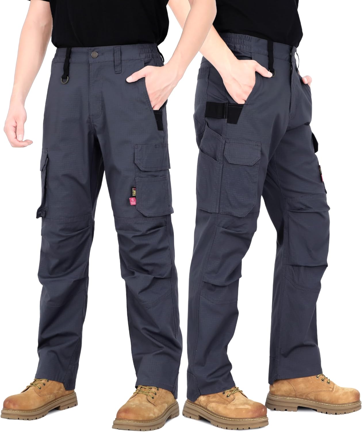 BOCOMAL FR Stretch Cargo Pants Lightweight Ripstop Relaxed Fit Flame Resistant Reinforced Work Carpenter Jeans NFPA2112 CAT2