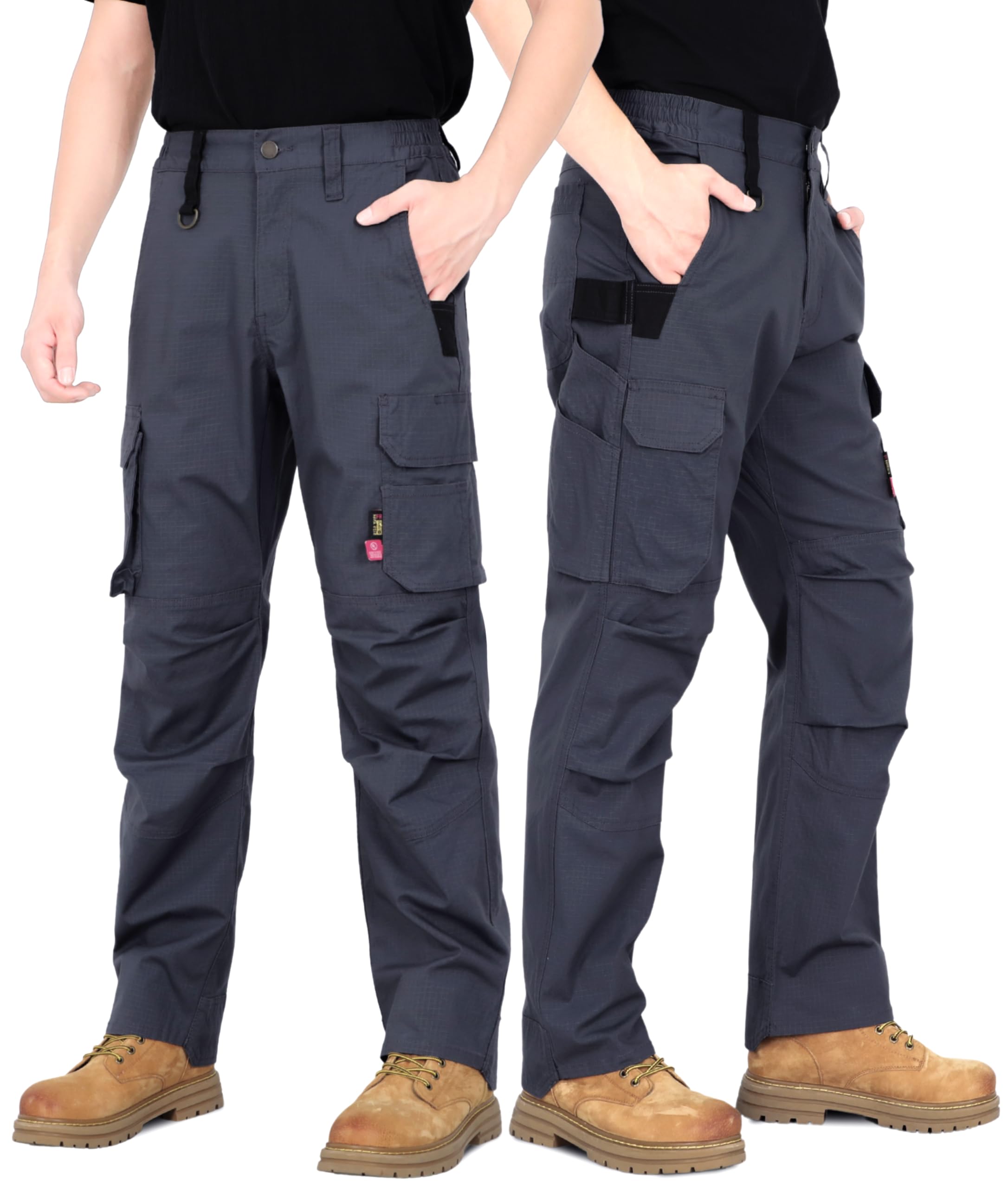 BOCOMAL FR Stretch Cargo Pants Lightweight Ripstop Relaxed Fit Flame Resistant Reinforced Work Carpenter Jeans NFPA2112 CAT2