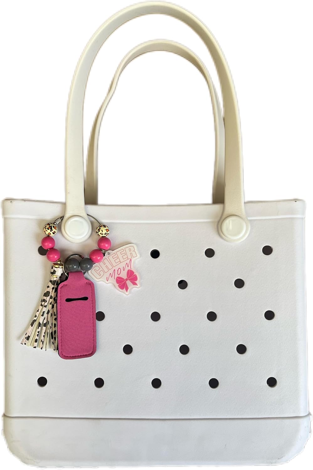 Cute Cheer Mom Charms for Bogg Bag Accessories,Tassel Charm Decor For Backpack Handbag Tote Rubber Beach Bag Accessories For Mom Women