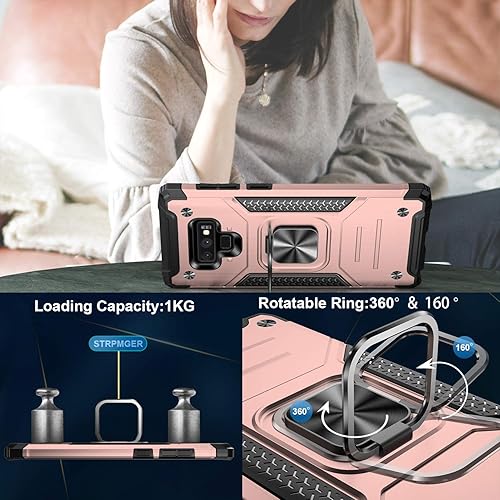 Miniatura 6 de IKAZZ Funda para Galaxy Note 9, TPU suave y flexible de doble capa y policarbonato duro, antideslizante, de cuerpo completo, resistente, funda