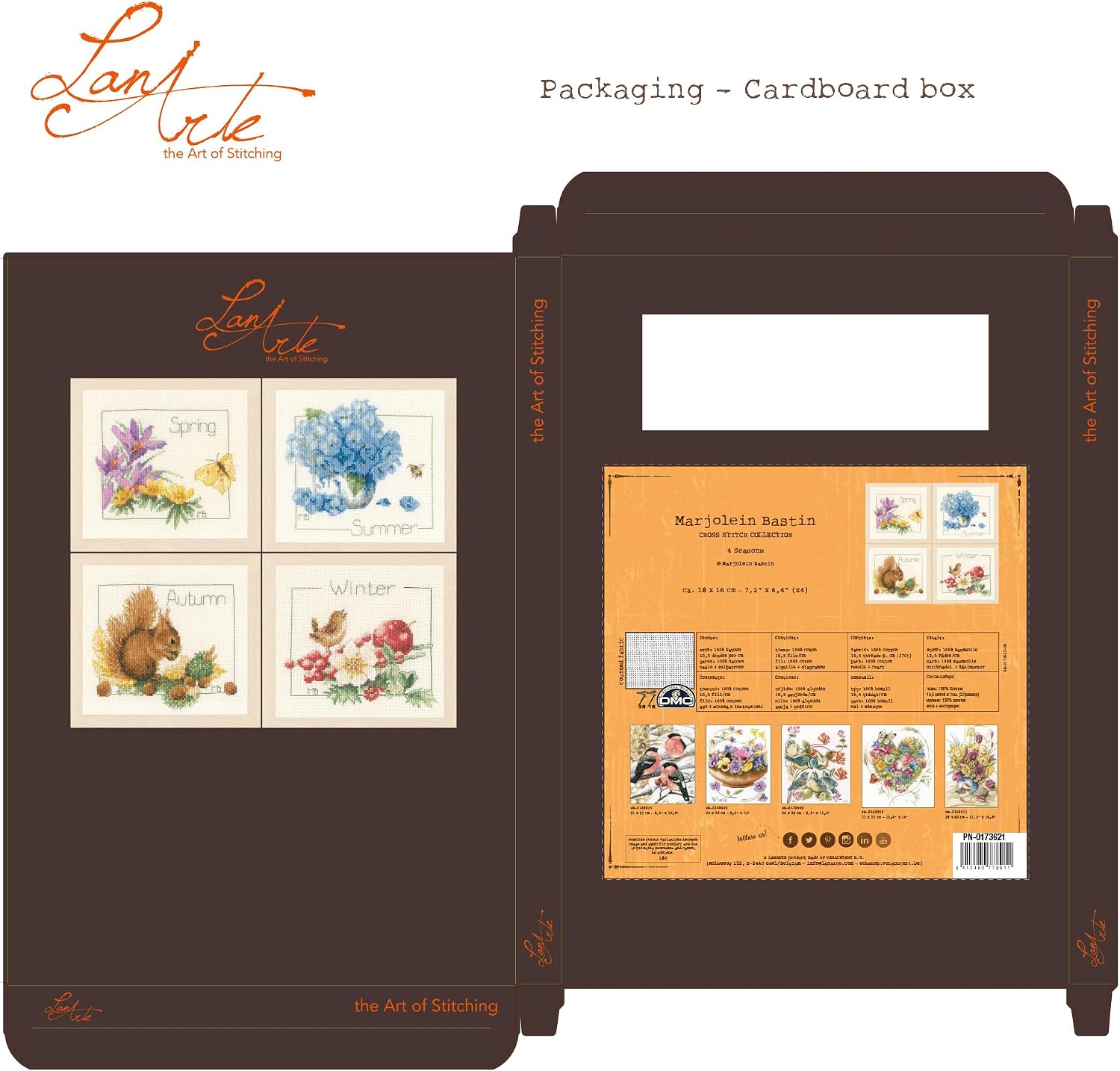 Lanarte Counted Cross Stitch Kit: 4 Seasons: Set of 4, NA, 18 x 16cm