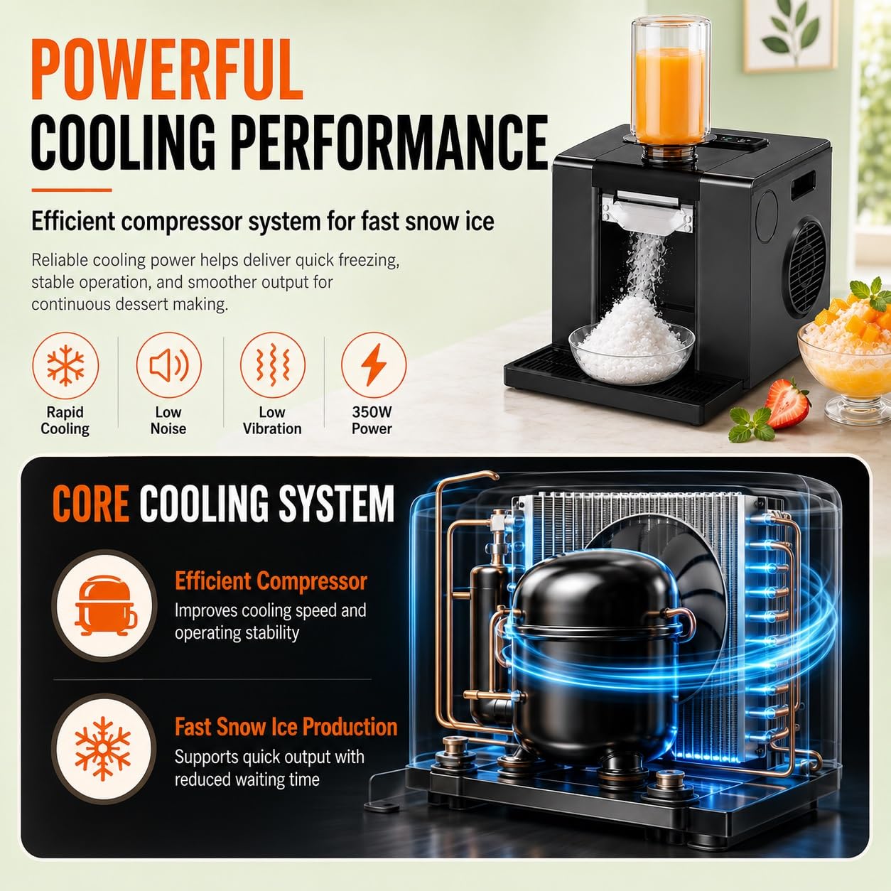 Máquina De Hielo En Escamas, Máquina For Hacer Copos De Nieve | , Máquina de hielo raspado,Motor 350w, 3 Velocidades, Dispensador de Porciones, for Snack Bar, Cafetería