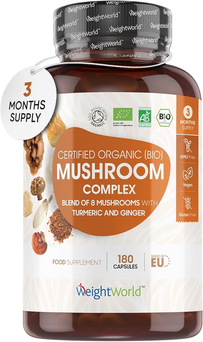 Organic Mushroom Complex 8180 Capsules 1000mg Lion's Mane and 7