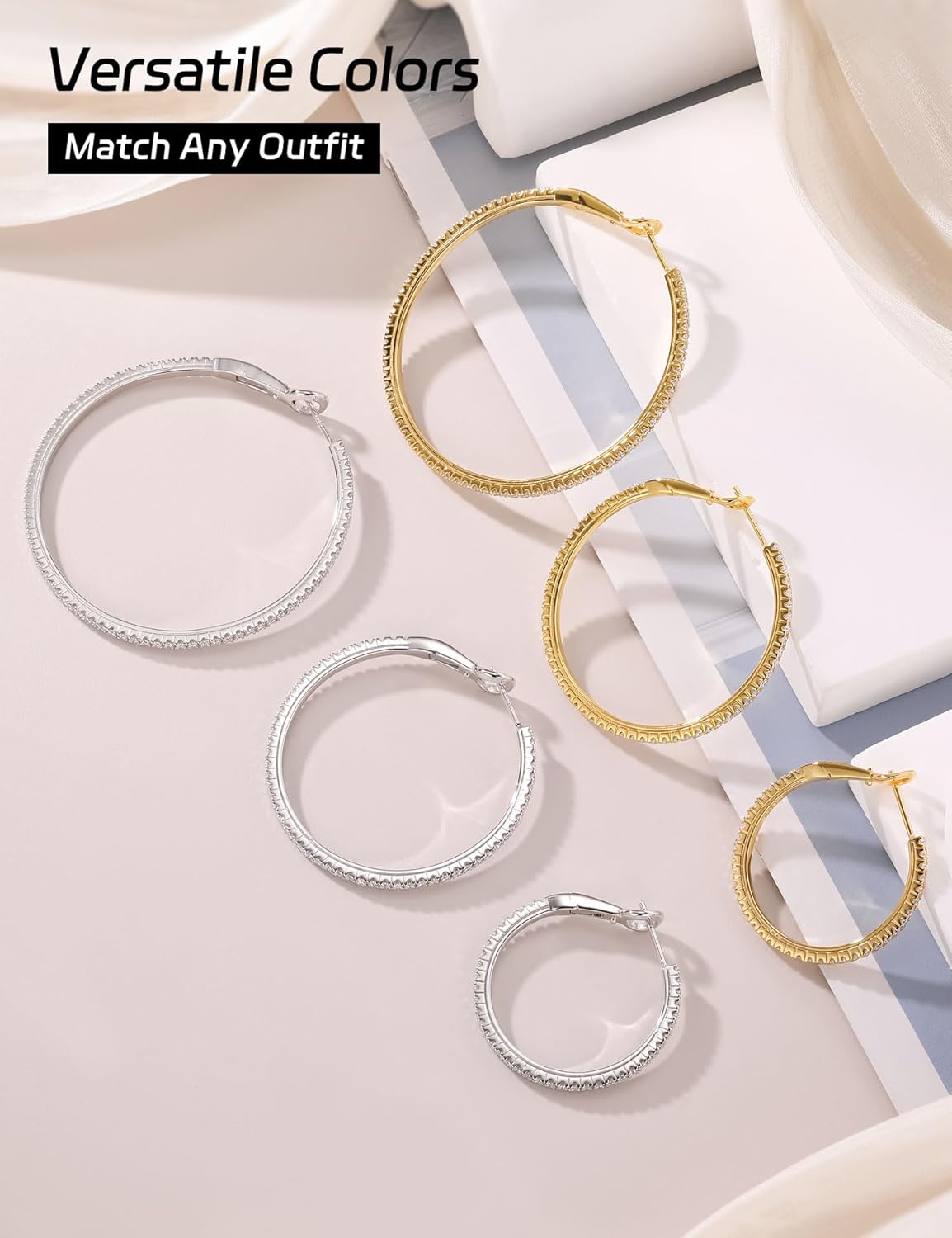 Ladylike Moissanite Hoop Earrings, 1.17-2.19cttw D Color VVS1, 925 Sterling Silver Large Huggie Hoop Earrings for Women, Hypoallergenic Lightweight Wedding Ear Jewelry, 30mm 40mm 50mm - Image 8