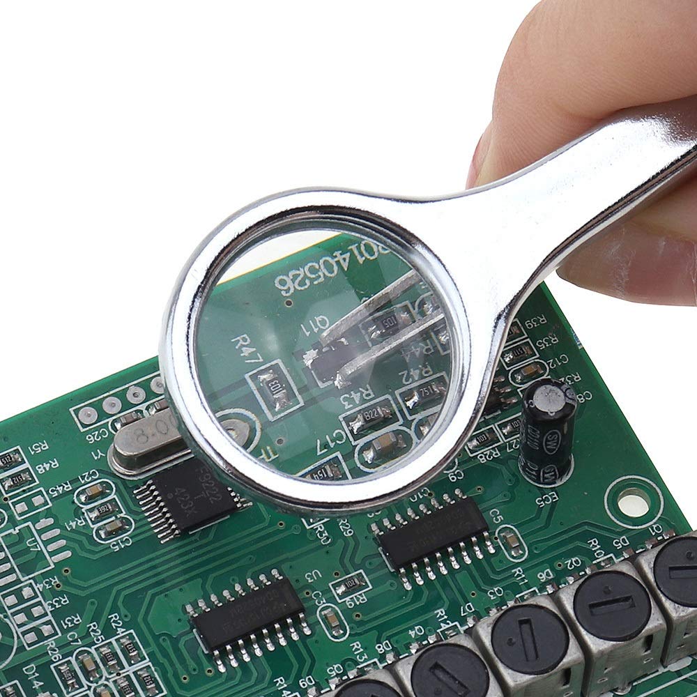 Lenti d'Ingrandimento 25mm Lente d'Ingrandimento 10X in Acciaio Inossidabile + Lente d'Ingrandimento acrilica Strumento per Lenti ottiche Portatili con pinzette
