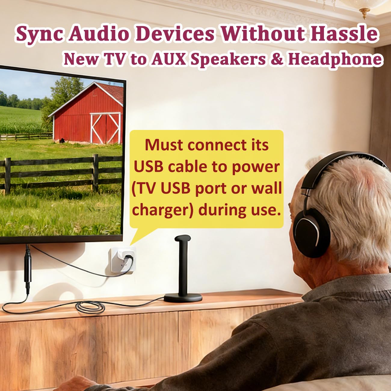 Convertisseur optique DAC 192 kHz vers 3,5 mm, adaptateur audio optique vers AUX, signal unidirectionnel de TOSLINK vers câble femelle de 3,5 mm uniquement pour transfert audio TV vers AUX, le format