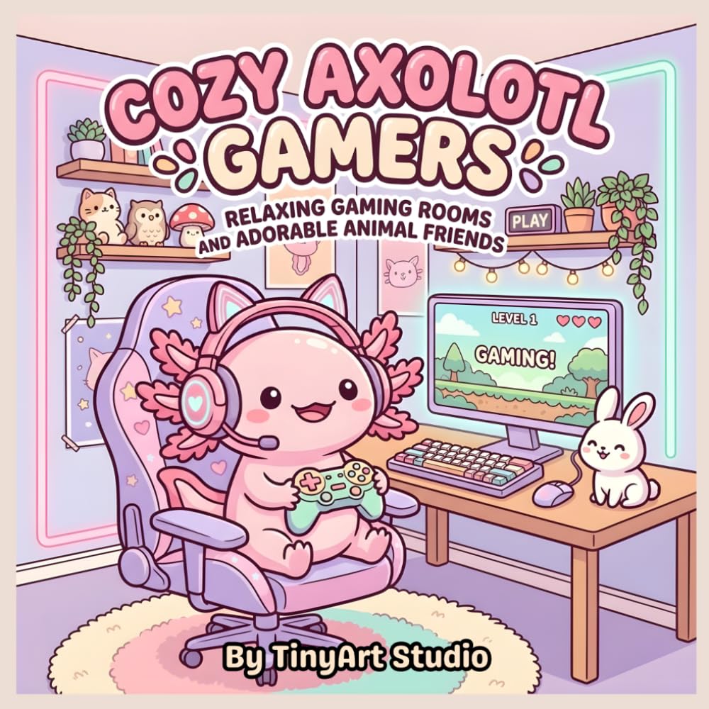 Cozy Axolotl Gamer: A Cute Axolotl Coloring Book for Adults: Relaxing Kawaii Gaming Scenes, Cozy Setups, and Adorable Animal Friends for Stress Relief (Cute & Cozy Axolotl Friends Coloring Book)